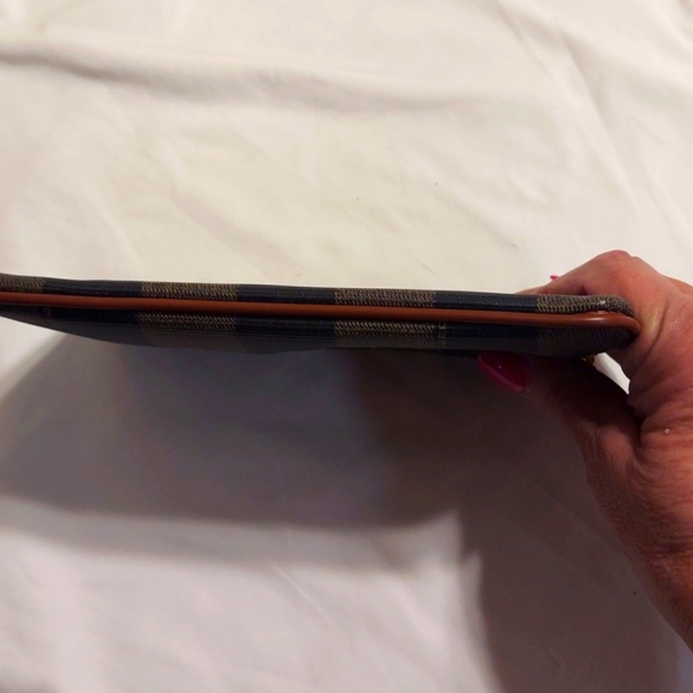 FENDI Vintage Pequin 3 Compartment zip pouch coated canvas leather lined.  Vgvc - Picture 10 of 12